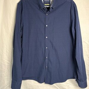 Denim & Flower Ricky Singh Men’s Shirt – Navy Blue Button Down, Print, Size L